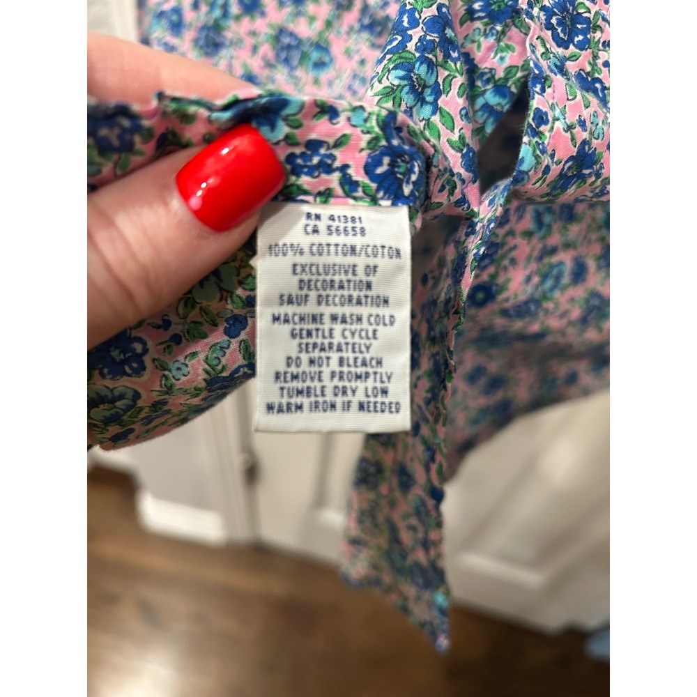 Ralph Lauren Button Down Shirt Pink Blue Floral Cotton Long Sleeve Mens M - Picture 4 of 4
